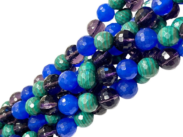 10mm Mixed Gemstone & Crystal Beads | Faceted Round Beads | 10mm Beads  | Beads By The Strand | Loose Beads For DIY Jewelry Making Supplies