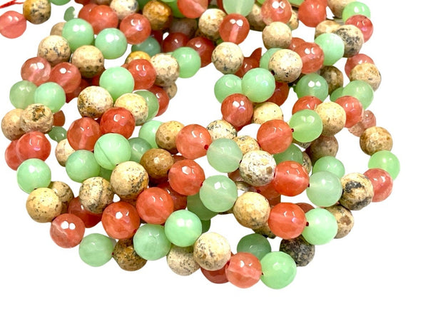 10mm Mixed Gemstone Beads | Faceted Round Gemstone Beads | 10mm Beads  | Beads By The Strand | Loose Beads For DIY Jewelry Making Supplies