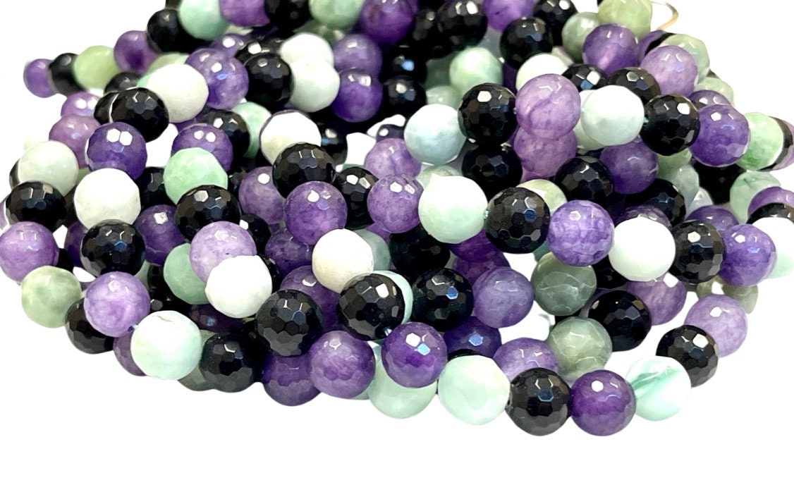 10mm Mixed Gemstone Beads | Faceted Round Gemstone Beads | 10mm Beads  | Beads By The Strand | Loose Beads For DIY Jewelry Making Supplies