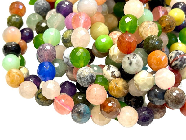 10mm Mixed Gemstone Beads | Faceted Round Gemstone Beads | 10mm Beads  | Beads By The Strand | Loose Beads For DIY Jewelry Making Supplies