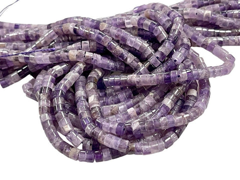 Amethyst Natural Gemstone Heishi Disc Tyre Shape Beads Strand Size 4mm Yoga Healing Real Gemstone Full 16" Beads Strand For Jewelry