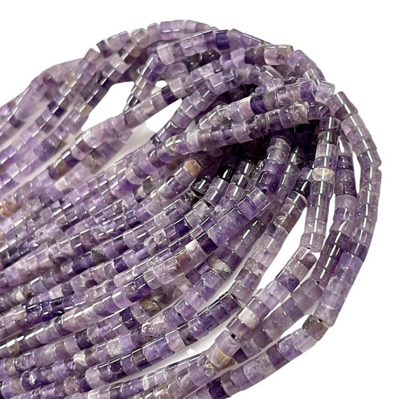 Amethyst Natural Gemstone Heishi Disc Tyre Shape Beads Strand Size 4mm Yoga Healing Real Gemstone Full 16" Beads Strand For Jewelry