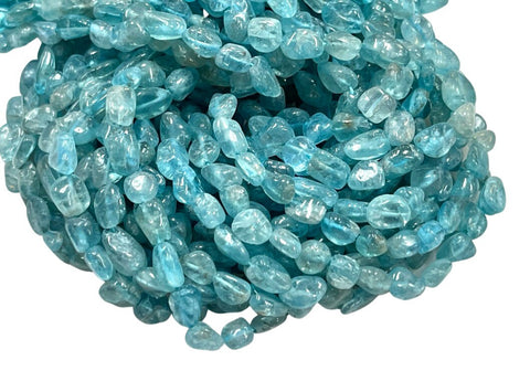 Natural Apatite Gemstone Irregular Shape Nuggets Shape Handmade Beads Size 8x4mm Full Strand Beads for Healing Energy Chakra Jewelry Making