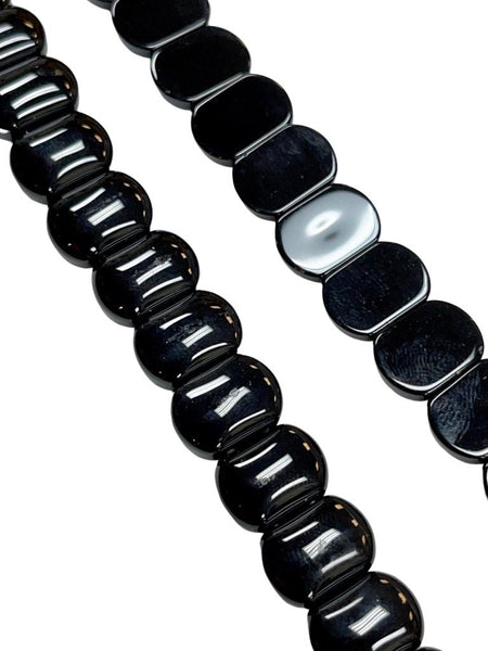 Black Onyx Natural Gemstone Flat Shape 2 Hole Beads Strand Beads Size 14x10mm Full 15.5" Strand Healing Energy Gemstone Beads Jewelry Making