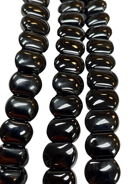 Black Onyx Natural Gemstone Flat Shape 2 Hole Beads Strand Beads Size 14x10mm Full 15.5" Strand Healing Energy Gemstone Beads Jewelry Making