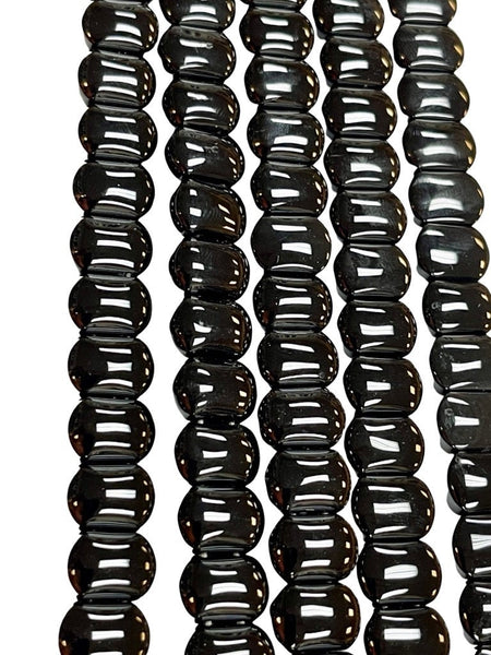 Black Onyx Natural Gemstone Flat Shape 2 Hole Beads Strand Beads Size 14x10mm Full 15.5" Strand Healing Energy Gemstone Beads Jewelry Making