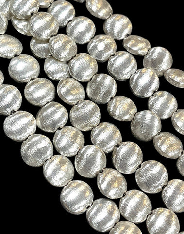 Brush Silver Coin Shape Beads Strand Size 12mm, Bali Silver Spacer Beads for DIY Jewelry Craft Charm Making, Jewelry Findings Supply