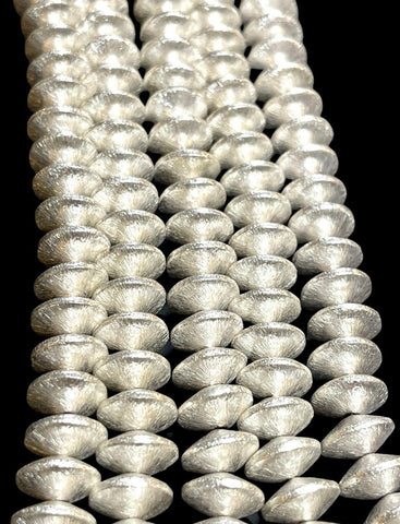 Brush Silver Disc Saucer Shape Beads Strand Size 12mm, Bali Silver Spacer Beads for DIY Jewelry Craft Charm Making, Jewelry Findings Supply