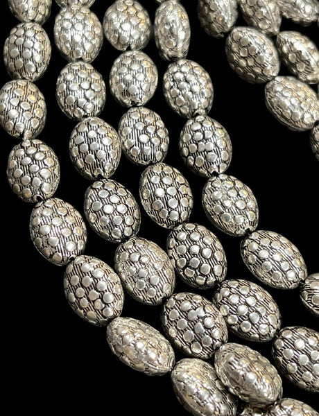 925 Sterling Silver Plated Copper Beads Strand Size 12x10mm, Bali Silver Spacer Beads for DIY Jewelry Craft Charm Findings Jewelry Supplies