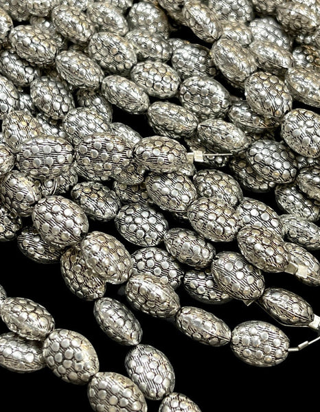 925 Sterling Silver Plated Copper Beads Strand Size 12x10mm, Bali Silver Spacer Beads for DIY Jewelry Craft Charm Findings Jewelry Supplies