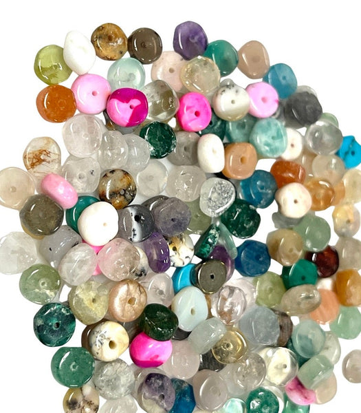 Multi Gemstone Heishi Disc Shape, Tyre Shape Beads Strand Size 6mm Yoga Healing Real Gemstone Beads For Jewelry Making