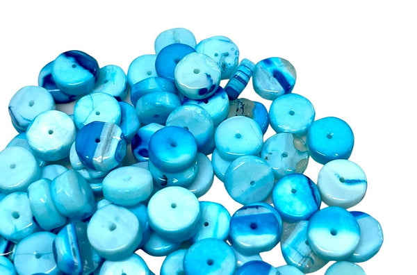 Natural Blue Opal Gemstone Heishi Disc Shape Beads 7-8mm Loose Beads AAA Quality Yoga Healing Real Gemstone Beads for Jewelry Making