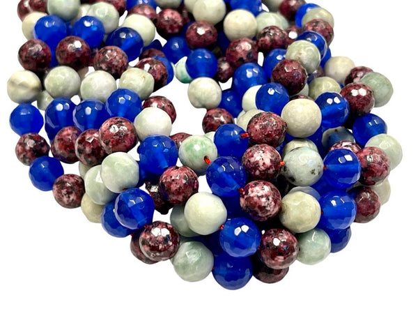 10mm Mixed Gemstone Beads | Faceted Round Gemstone Beads | 10mm Beads  | Beads By The Strand | Loose Beads For DIY Jewelry Making Supplies