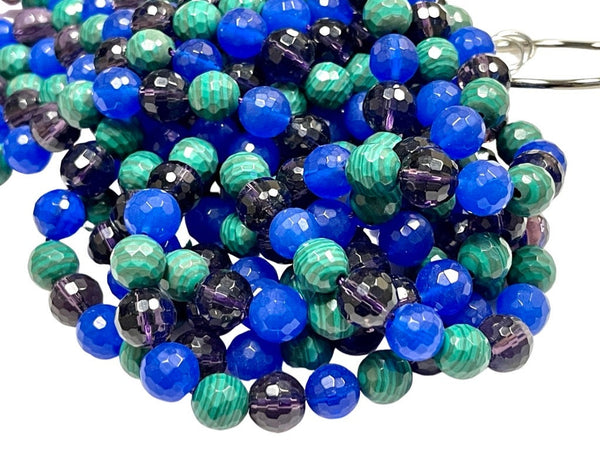 10mm Mixed Gemstone & Crystal Beads | Faceted Round Beads | 10mm Beads  | Beads By The Strand | Loose Beads For DIY Jewelry Making Supplies