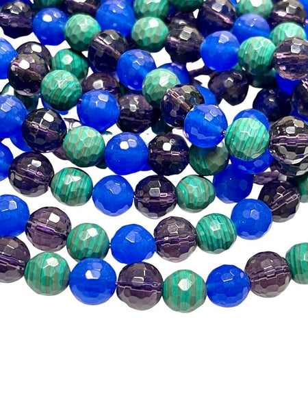 10mm Mixed Gemstone & Crystal Beads | Faceted Round Beads | 10mm Beads  | Beads By The Strand | Loose Beads For DIY Jewelry Making Supplies