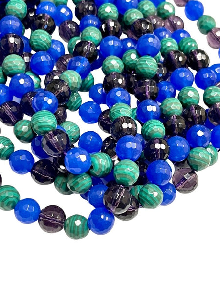 10mm Mixed Gemstone & Crystal Beads | Faceted Round Beads | 10mm Beads  | Beads By The Strand | Loose Beads For DIY Jewelry Making Supplies