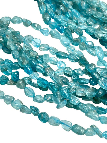 Natural Apatite Gemstone Irregular Shape Nuggets Shape Handmade Beads Size 8x4mm Full Strand Beads for Healing Energy Chakra Jewelry Making