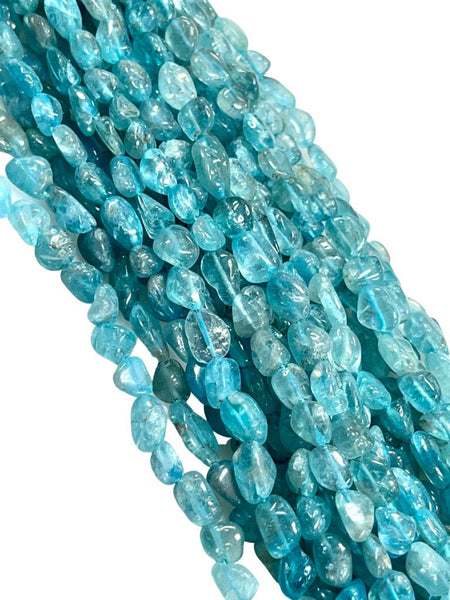 Natural Apatite Gemstone Irregular Shape Nuggets Shape Handmade Beads Size 8x4mm Full Strand Beads for Healing Energy Chakra Jewelry Making