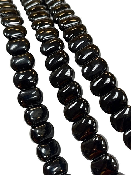 Black Onyx Natural Gemstone Flat Shape 2 Hole Beads Strand Beads Size 14x10mm Full 15.5" Strand Healing Energy Gemstone Beads Jewelry Making