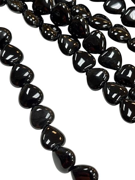 12mm Black Onyx Natural Gemstone Heart Shape Beads Strand Beads Size 12mm Full 15.5" Strand Healing Energy Gemstone Beads Jewelry Making