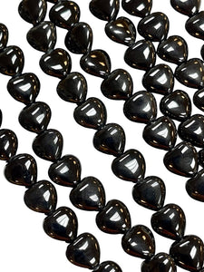 12mm Black Onyx Natural Gemstone Heart Shape Beads Strand Beads Size 12mm Full 15.5" Strand Healing Energy Gemstone Beads Jewelry Making
