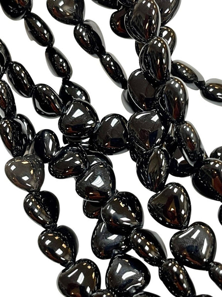 12mm Black Onyx Natural Gemstone Heart Shape Beads Strand Beads Size 12mm Full 15.5" Strand Healing Energy Gemstone Beads Jewelry Making