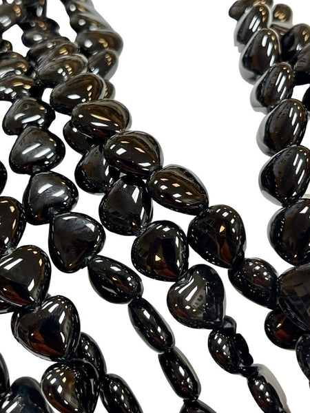 12mm Black Onyx Natural Gemstone Heart Shape Beads Strand Beads Size 12mm Full 15.5" Strand Healing Energy Gemstone Beads Jewelry Making