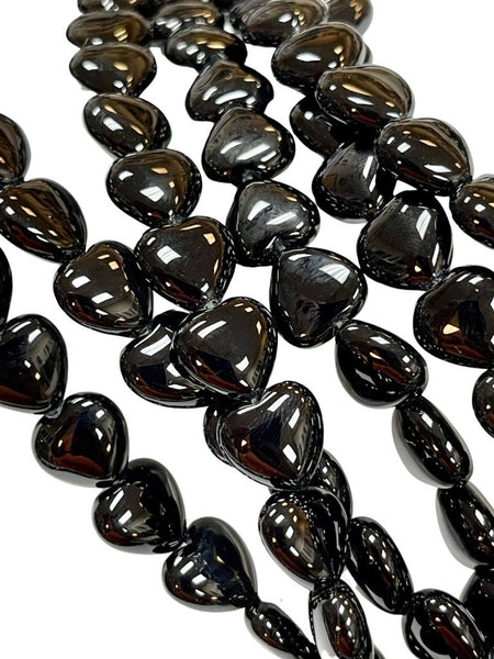 12mm Black Onyx Natural Gemstone Heart Shape Beads Strand Beads Size 12mm Full 15.5" Strand Healing Energy Gemstone Beads Jewelry Making