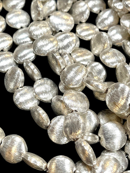 Brush Silver Coin Shape Beads Strand Size 12mm, Bali Silver Spacer Beads for DIY Jewelry Craft Charm Making, Jewelry Findings Supply