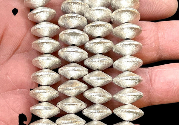 Brush Silver Disc Saucer Shape Beads Strand Size 12mm, Bali Silver Spacer Beads for DIY Jewelry Craft Charm Making, Jewelry Findings Supply