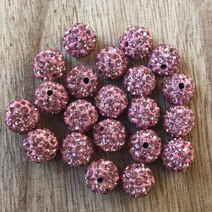 Rhinestone Pave Ball Beads, Rhinestone Clay Disco beads 10mm 50 Beads