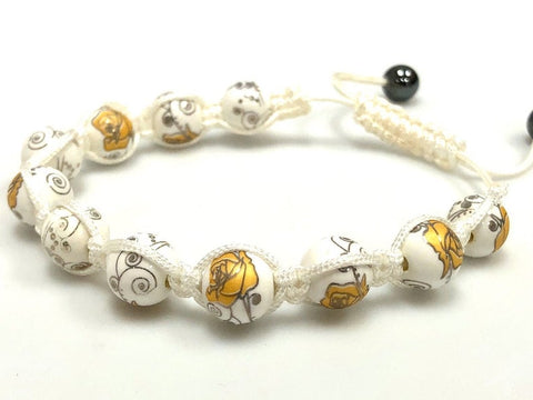 Ceramic Porcelain Shamballa Bracelet With Hematite beads 10mm