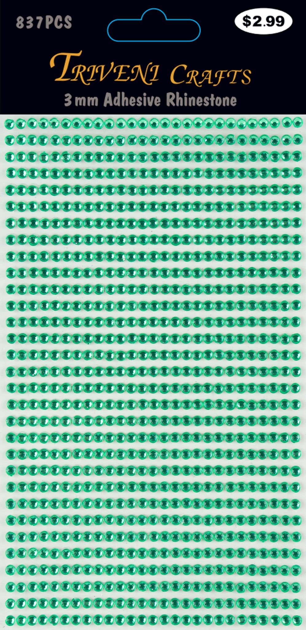 Rhinestone Dot Stickers - 3mm - Green