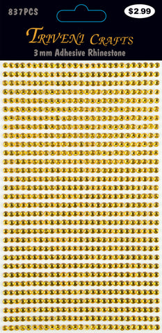 Rhinestone Dot Stickers - 3mm - Yellow