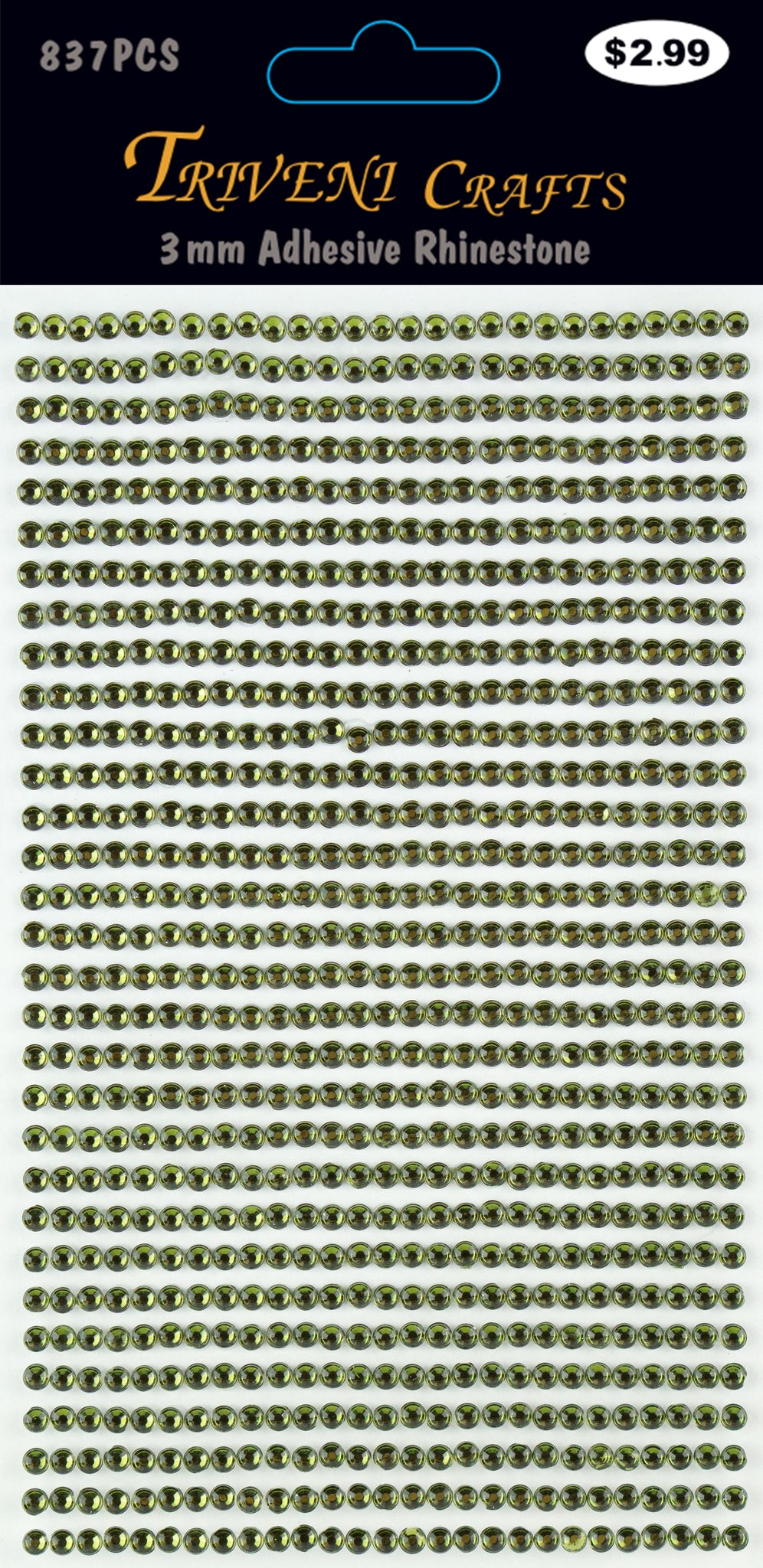 Rhinestone Dot Stickers - 3mm - Olive