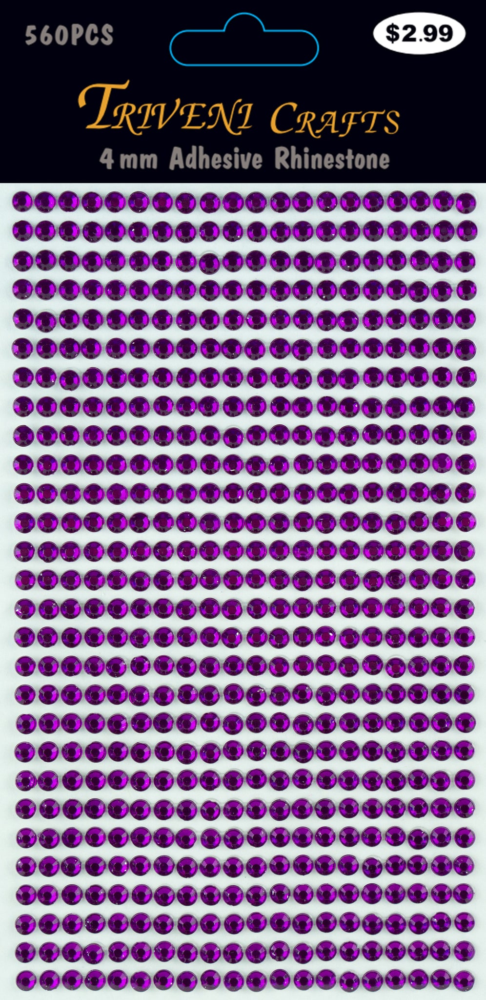Rhinestone Dot Stickers - 4mm - Dark Purple