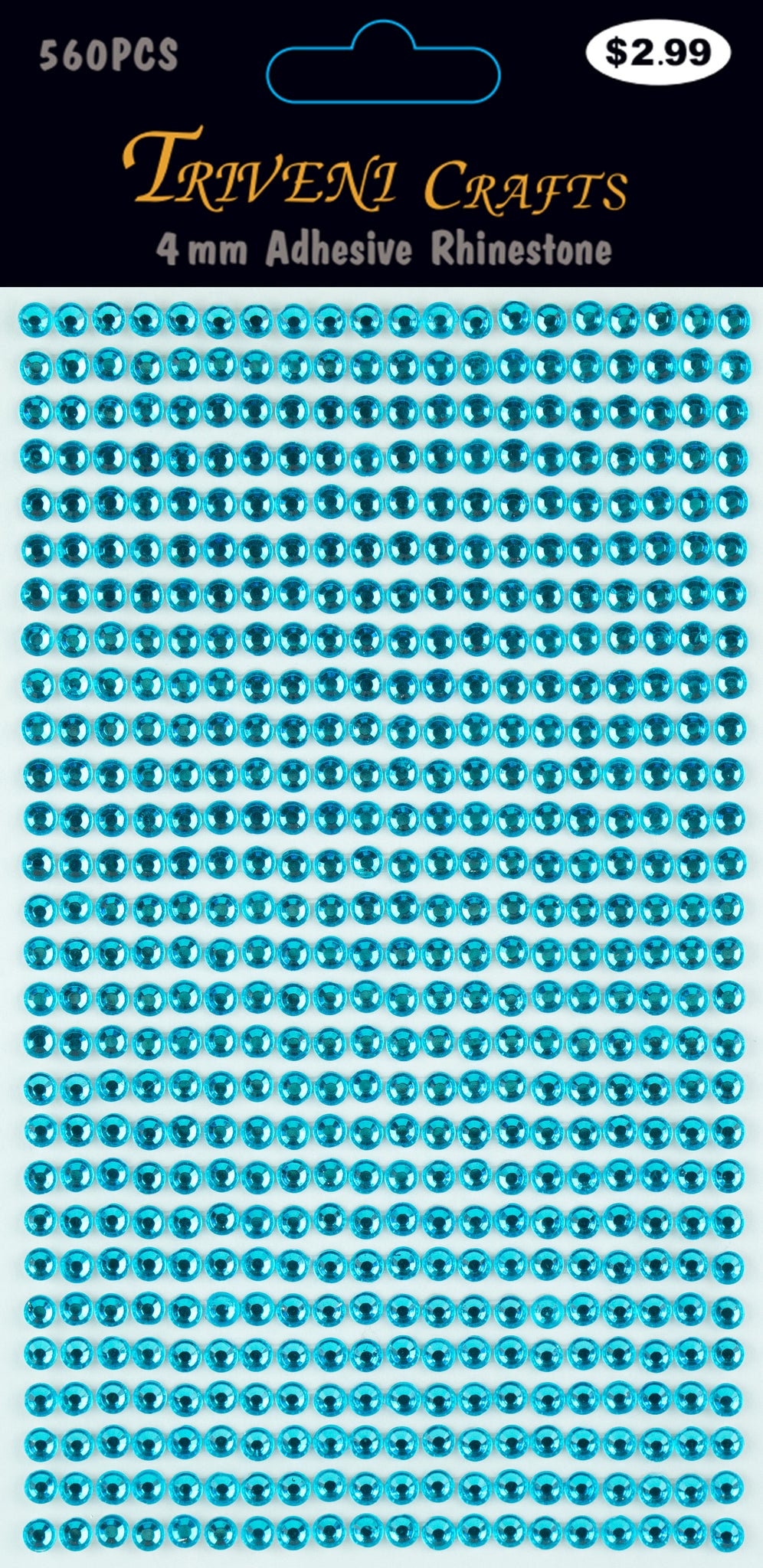 Rhinestone Dot Stickers - 4mm - Turquoise