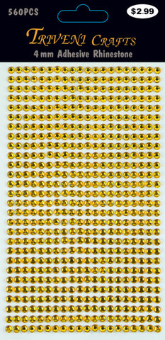 Rhinestone Dot Stickers - 4mm - Yellow