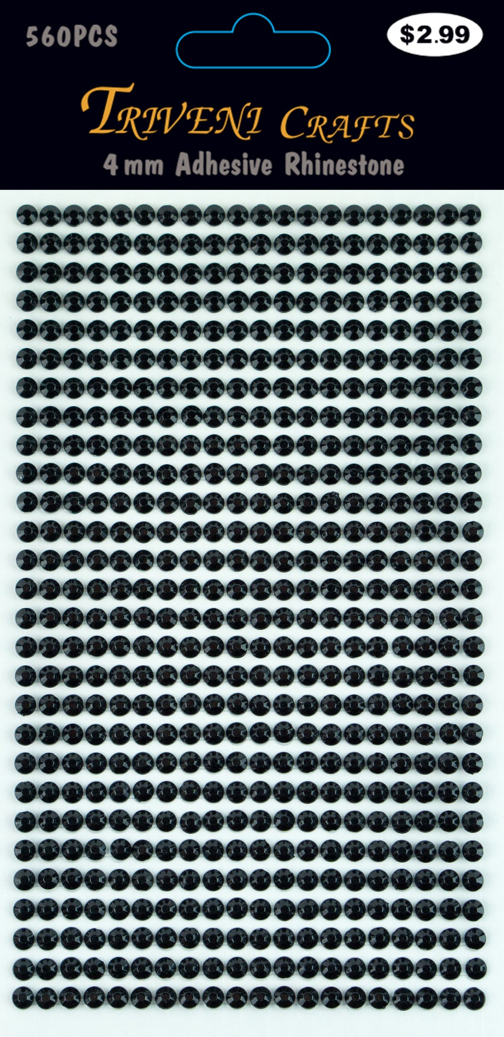 Rhinestone Dot Stickers - 4mm - Jet Black