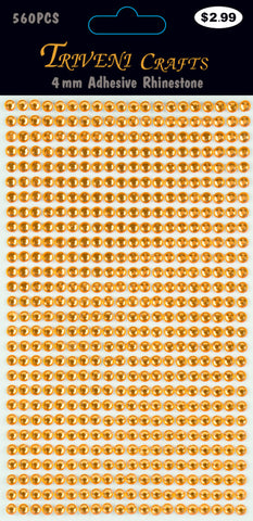 Rhinestone Dot Stickers - 4mm - Orange