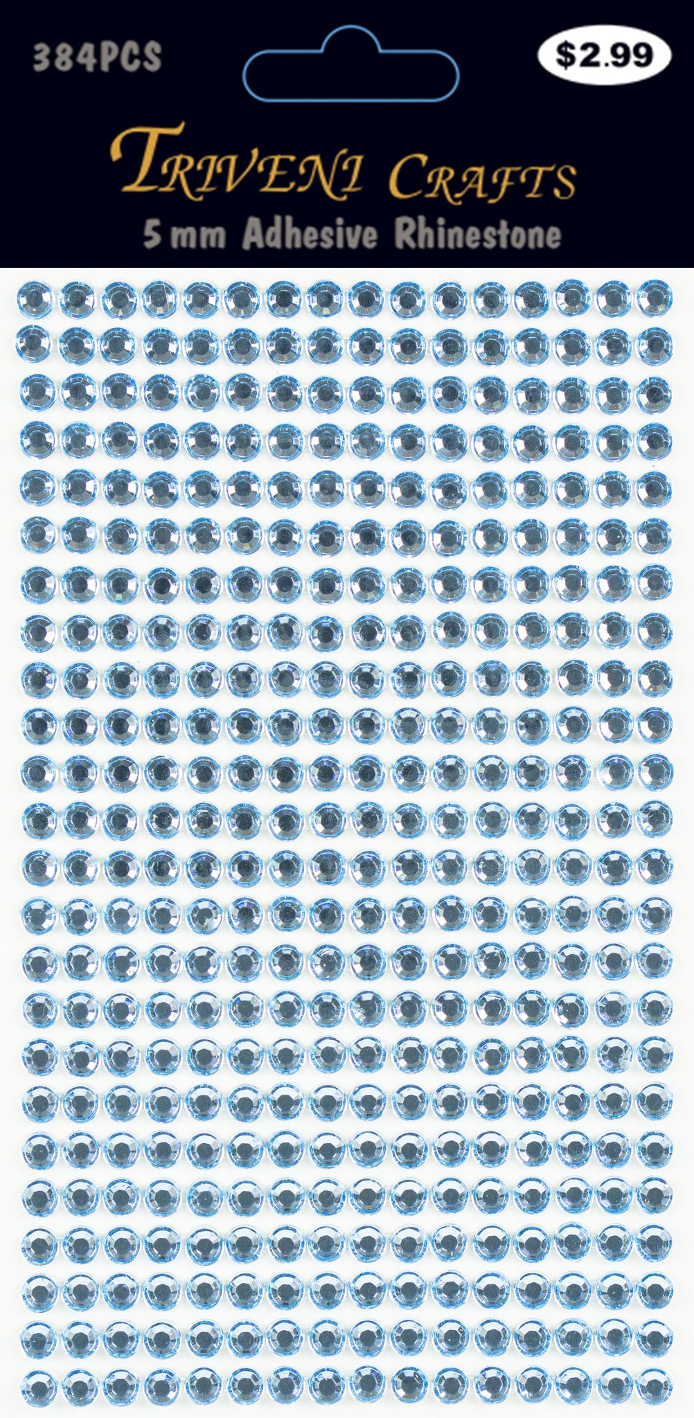 Rhinestone Dot Stickers - 5mm - Light Blue