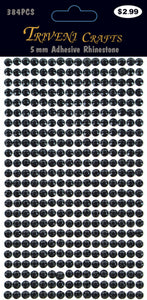 Rhinestone Dot Stickers - 5mm - Jet Black