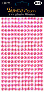 Rhinestone Dot Stickers - 6mm - Light Pink