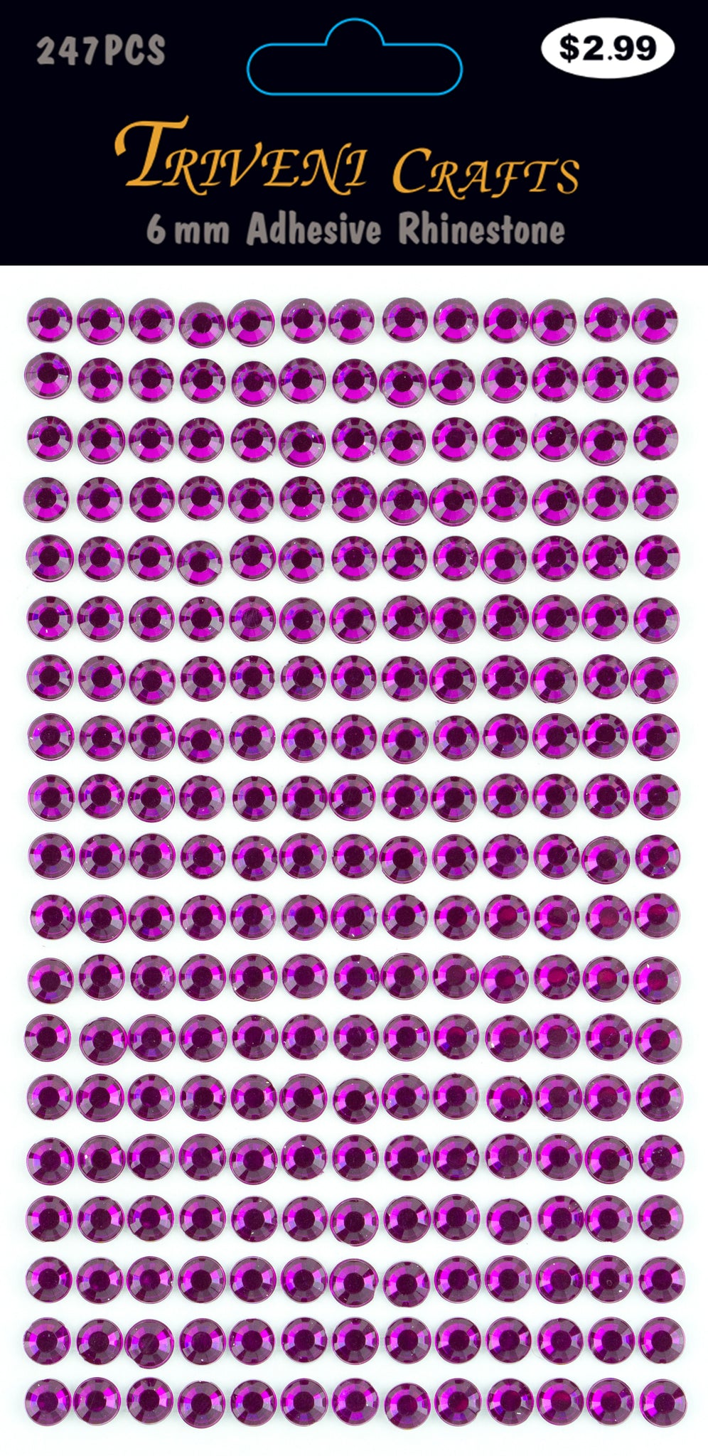Rhinestone Dot Stickers - 6mm - Dark Purple
