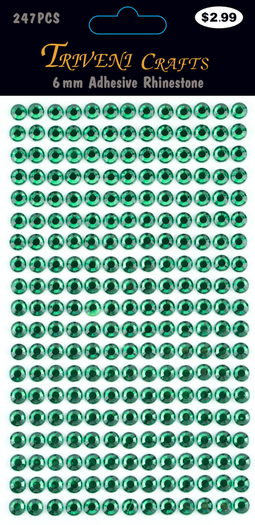 Rhinestone Dot Stickers - 6mm - Emerald