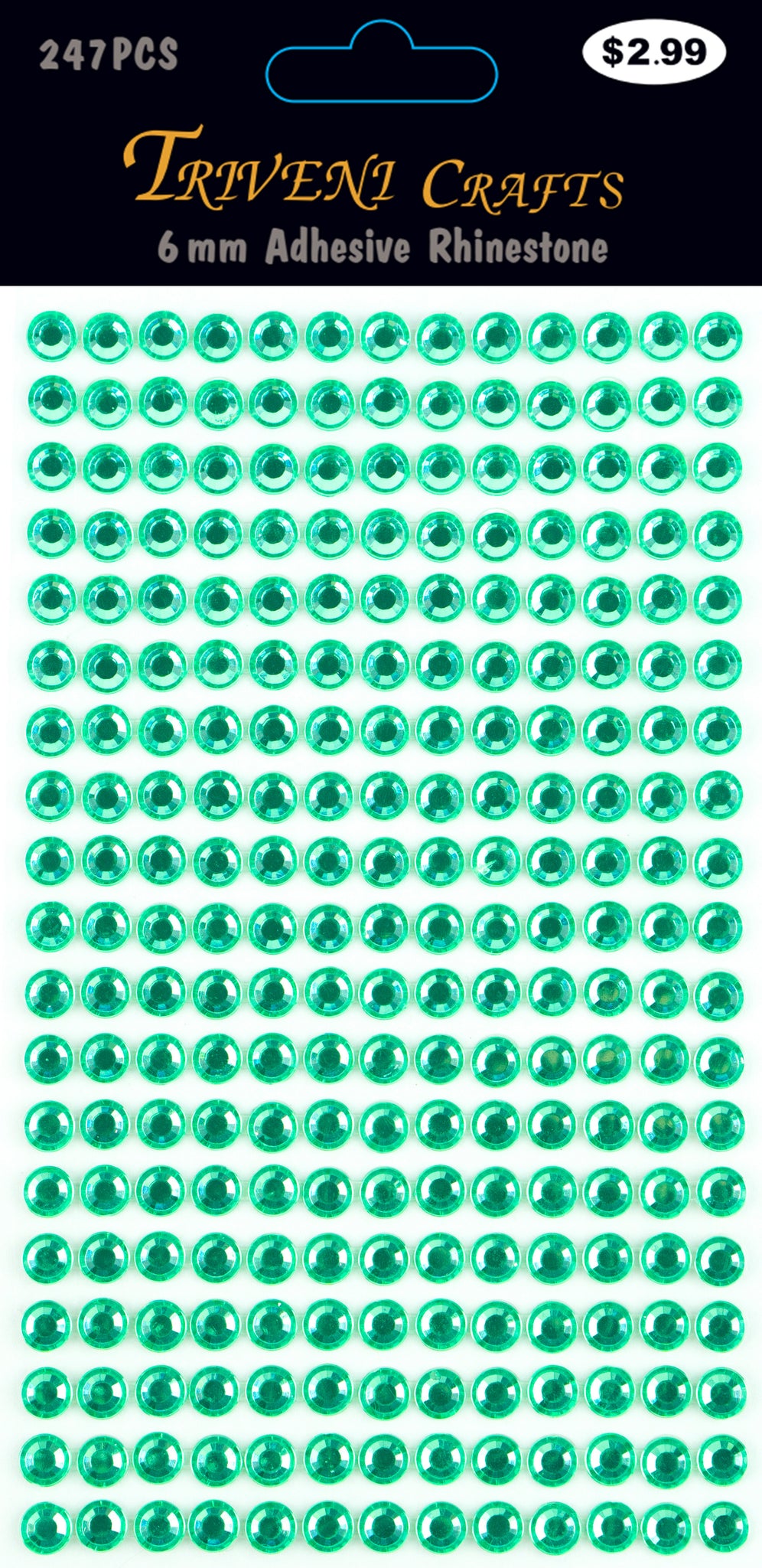Rhinestone Dot Stickers - 6mm - Green