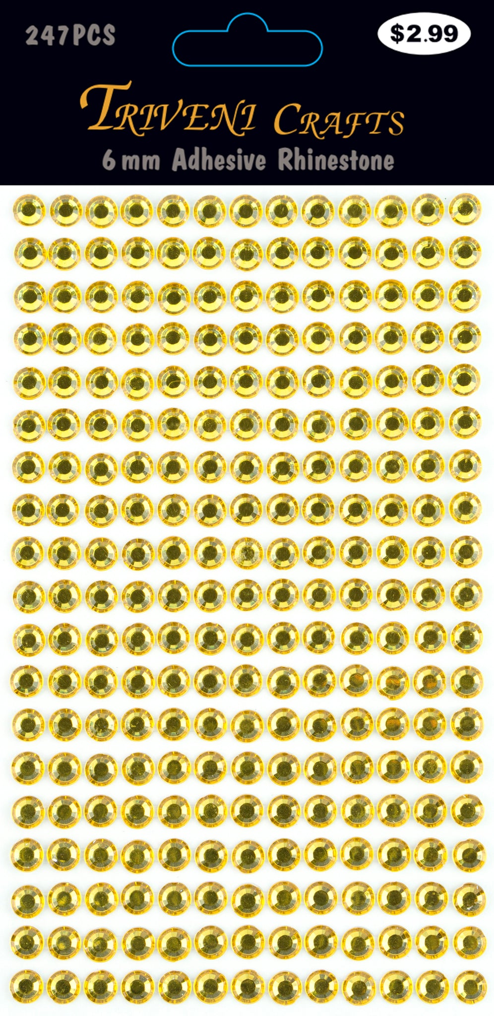 Rhinestone Dot Stickers - 6mm - Yellow