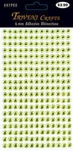 Rhinestone Dot Stickers - 6mm - Lime