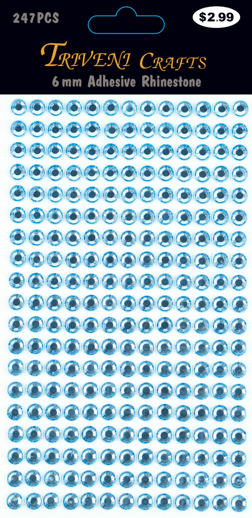 Rhinestone Dot Stickers - 6mm - Light Blue