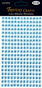 Rhinestone Dot Stickers - 6mm - Light Blue